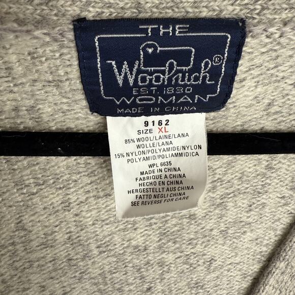 Woolrich Cardigan Sweater Womens XL Oatmeal Wool Patchwork Quilt Hearts Granny - Picture 7 of 11